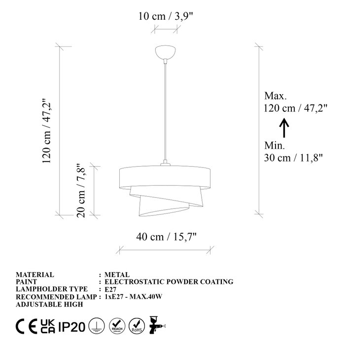 Opviq Stage - 14714 Lámpara de araña blanca con cuerpo metálico